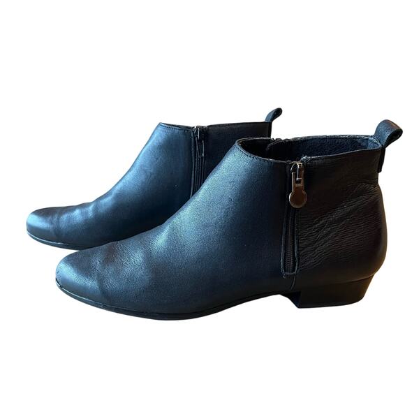 Munro Ankle Boots Booties Size 8 N Black Leather Double Zip Comfort Flats Lined - Picture 1 of 9